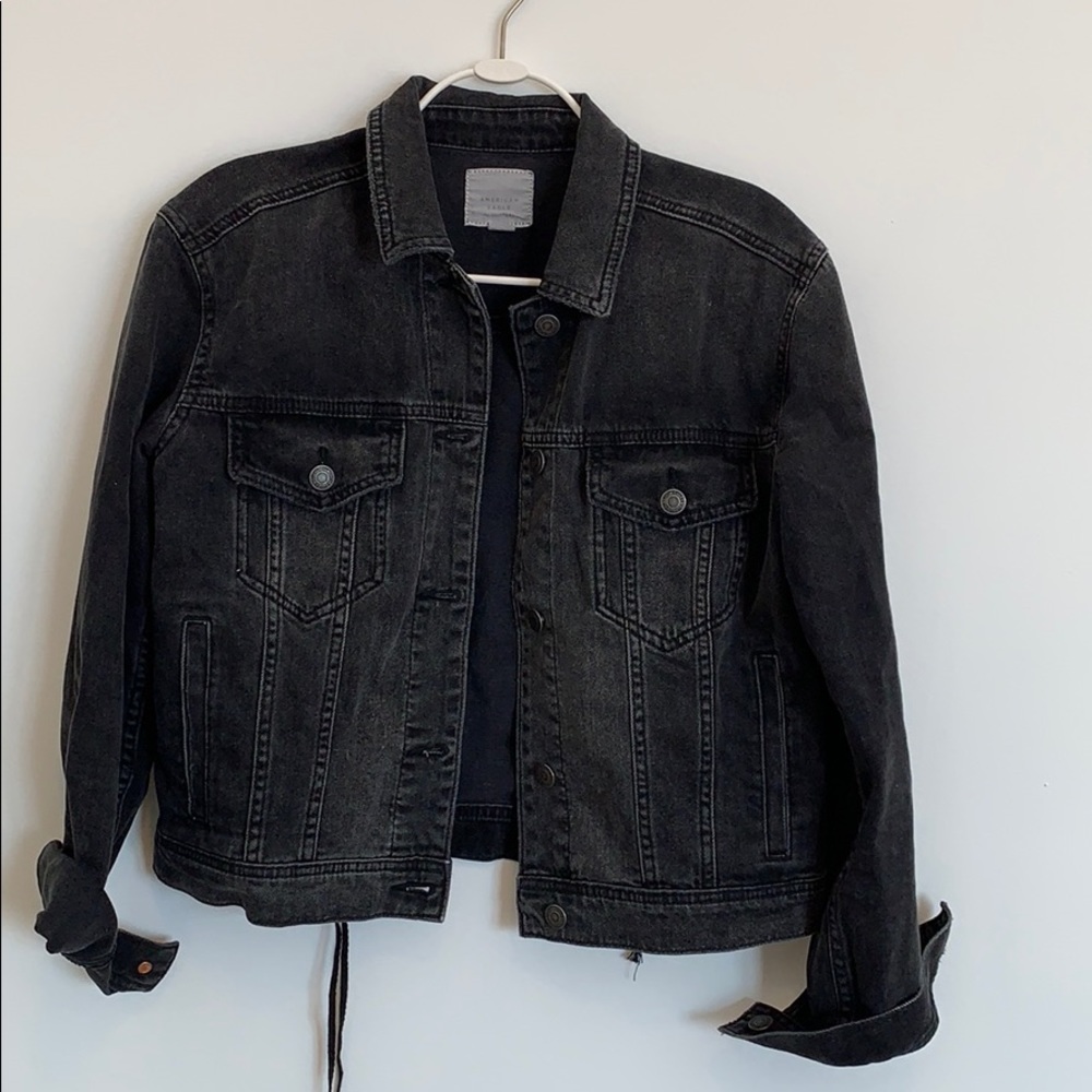 American Eagle Dark Denim Lace-Up Jacket